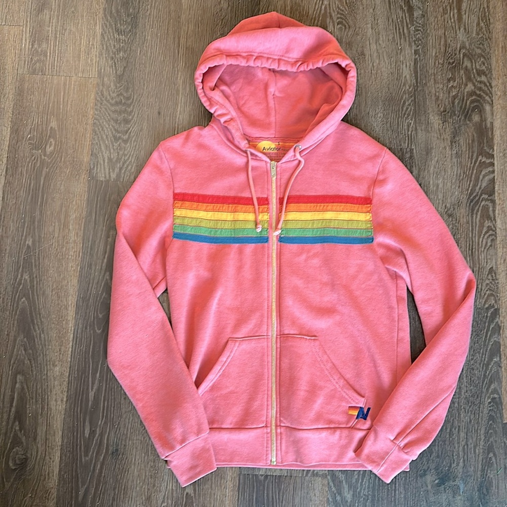 Aviator Nation Five-Stripe Zip Hoodie